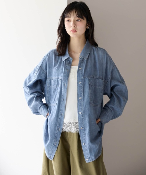 pocket(ポケット)の「シアーデニム2wayシャツ(シャツ/ブラウス・レディース・ブラック/ブルー・FREE)」の16枚目の写真