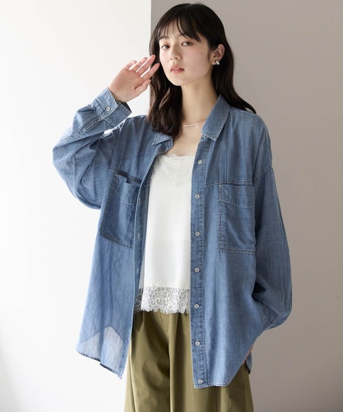 pocket(ポケット)の「シアーデニム2wayシャツ(シャツ/ブラウス・レディース・ブラック/ブルー・FREE)」の17枚目の写真