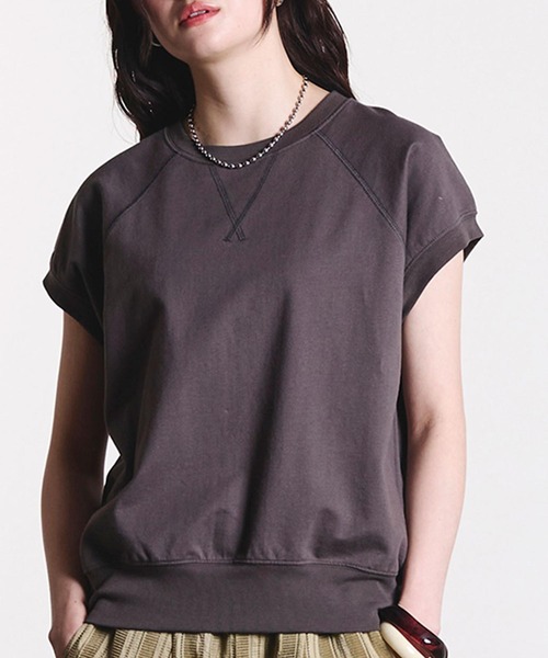 ROSE BUD（ローズバッド）の「CAP SLEEVE SWEAT（スウェット・レディース・ライトグレー/チャコール/ブルー・ONE SIZE）」の2枚目の写真