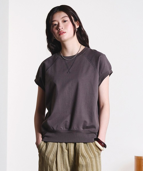 ROSE BUD（ローズバッド）の「CAP SLEEVE SWEAT（スウェット・レディース・ライトグレー/チャコール/ブルー・ONE SIZE）」の4枚目の写真