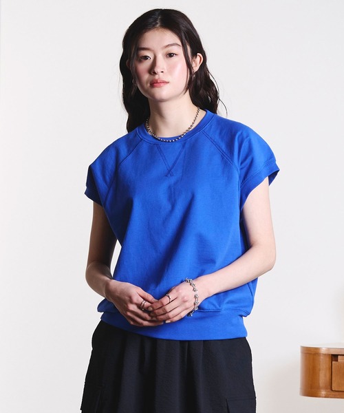 ROSE BUD（ローズバッド）の「CAP SLEEVE SWEAT（スウェット・レディース・ライトグレー/チャコール/ブルー・ONE SIZE）」の5枚目の写真