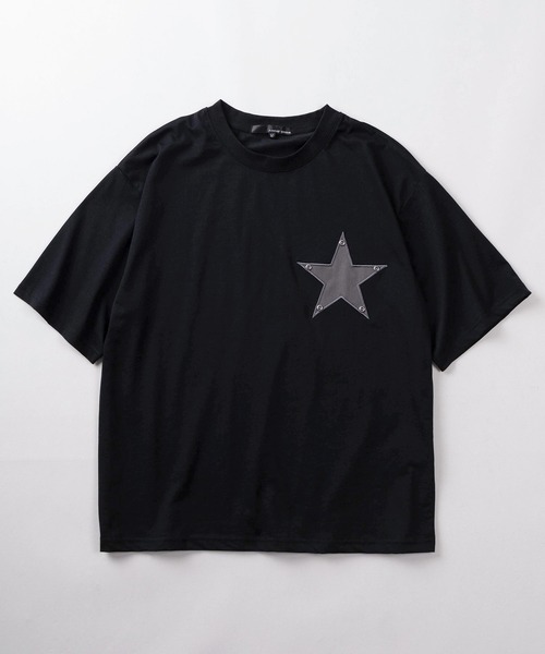 SlashDate(スラッシュデイト)の「【82】スター ワッペン スタッズ クルーネックTシャツ/Y2K/ユニセックス/レディース/メンズ(Tシャツ/カットソー・レディース・ネイビー/ホワイト/ブラック・L/M)」の14枚目の写真