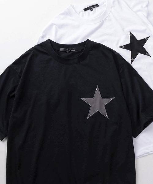 SlashDate(スラッシュデイト)の「【82】スター ワッペン スタッズ クルーネックTシャツ/Y2K/ユニセックス/レディース/メンズ(Tシャツ/カットソー・レディース・ネイビー/ホワイト/ブラック・L/M)」の22枚目の写真