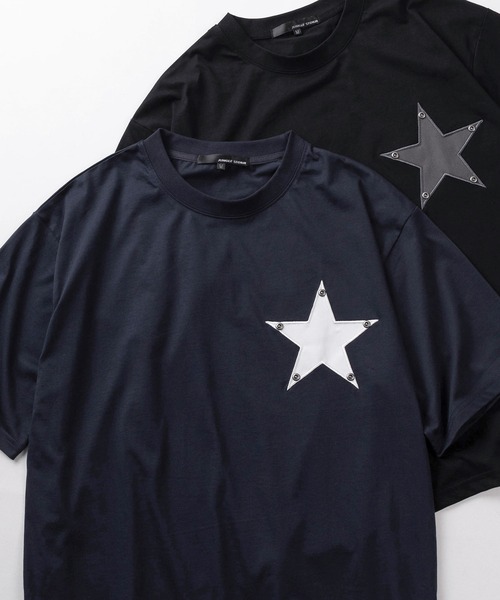 SlashDate(スラッシュデイト)の「【82】スター ワッペン スタッズ クルーネックTシャツ/Y2K/ユニセックス/レディース/メンズ(Tシャツ/カットソー・レディース・ネイビー/ホワイト/ブラック・L/M)」の21枚目の写真