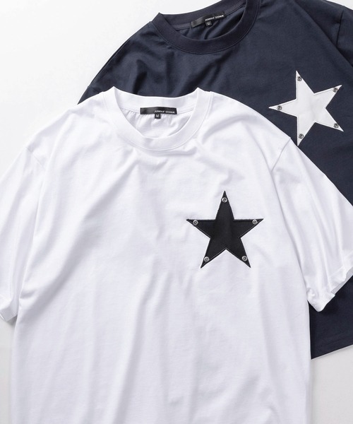 SlashDate(スラッシュデイト)の「【82】スター ワッペン スタッズ クルーネックTシャツ/Y2K/ユニセックス/レディース/メンズ(Tシャツ/カットソー・レディース・ネイビー/ホワイト/ブラック・L/M)」の20枚目の写真