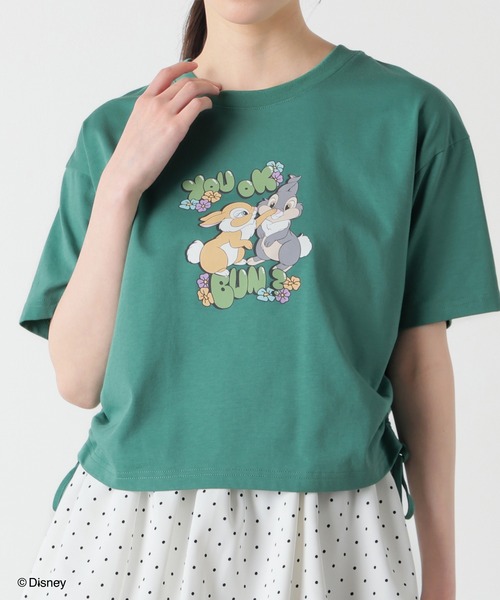 Honeys（ハニーズ）の「【ハニさら・接触冷感・ＵＶカット】ディズニー／脇ドロストＴ（Tシャツ/カットソー・レディース・グリーン系1/レッド系1/ホワイト系1/ブラウン系1/ブラック系1・L/M/S）」の4枚目の写真