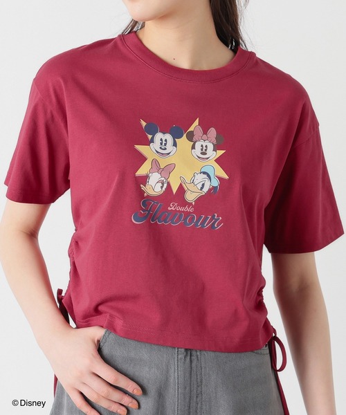 Honeys（ハニーズ）の「【ハニさら・接触冷感・ＵＶカット】ディズニー／脇ドロストＴ（Tシャツ/カットソー・レディース・グリーン系1/レッド系1/ホワイト系1/ブラウン系1/ブラック系1・L/M/S）」の5枚目の写真