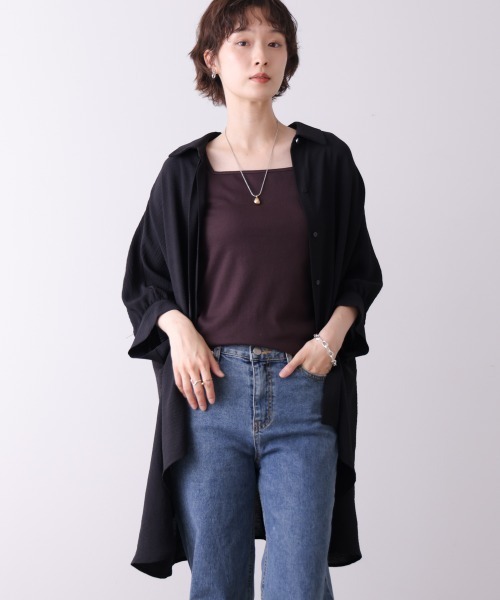 Bou Jeloud(ブージュルード)の「麻ライクギャザースリーブチュニック(チュニック・レディース・ブルー/ホワイト系その他/ブラウン/ブラック・38)」の12枚目の写真