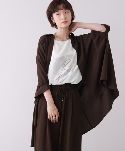 Bou Jeloud(ブージュルード)の「麻ライクギャザースリーブチュニック(チュニック・レディース・ブルー/ホワイト系その他/ブラウン/ブラック・38)」の21枚目の写真