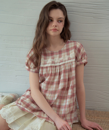 Avel Lace Check Blouse_Red(OB6BL12)