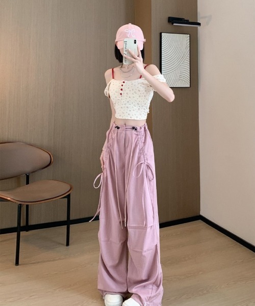 Ritzy(リッツィー)の「サイド紐デザイン ルーズワイドカーゴパンツ(その他パンツ・レディース・ダークグレー/ライトグレー/ブラック・L/M)」の17枚目の写真