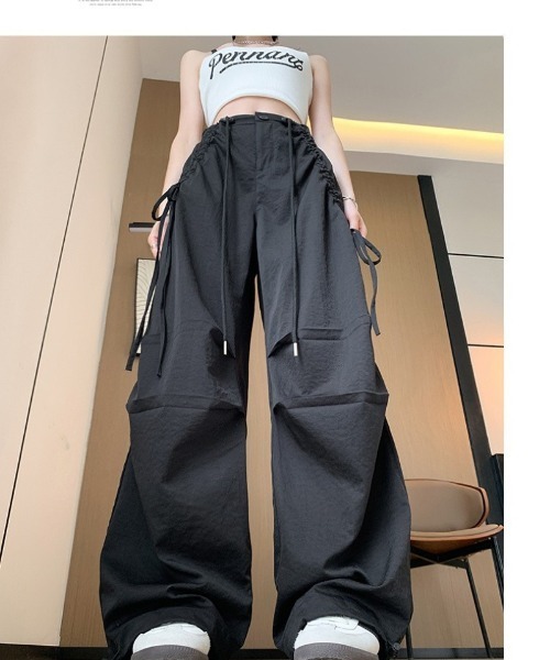 Ritzy(リッツィー)の「サイド紐デザイン ルーズワイドカーゴパンツ(その他パンツ・レディース・ダークグレー/ライトグレー/ブラック・L/M)」の9枚目の写真