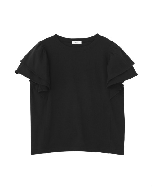 earth music&ecology(アースミュージックアンドエコロジー)の「フリルスリーブプルオーバー(Tシャツ/カットソー・レディース・杢グレー/オフホワイト/ブラック・FREE)」の4枚目の写真