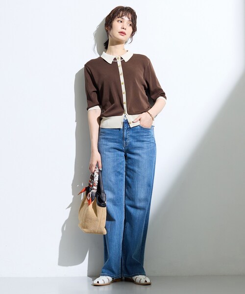 INDIVI(インディヴィ)の「【バイカラー】衿付きシャツ風ニット(ニット/セーター・レディース・ネイビー系4/ダークブラウン系4/ホワイト系7・38/13/05/15 )」の10枚目の写真