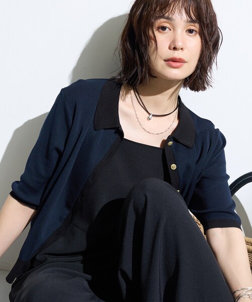 INDIVI(インディヴィ)の「【バイカラー】衿付きシャツ風ニット(ニット/セーター・レディース・ネイビー系4/ダークブラウン系4/ホワイト系7・38/13/05/15 )」の13枚目の写真