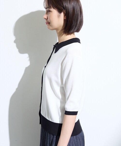INDIVI(インディヴィ)の「【バイカラー】衿付きシャツ風ニット(ニット/セーター・レディース・ネイビー系4/ダークブラウン系4/ホワイト系7・38/13/05/15 )」の18枚目の写真