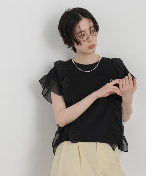 NANO universe（ナノユニバース）の「シフォンフリルカットソー（Tシャツ/カットソー・レディース・ブラック/ミント/オフホワイト・FREE）」の12枚目の写真