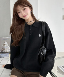 【U.S. POLO ASSN. 】スウェットライク 配色 ポロセーター