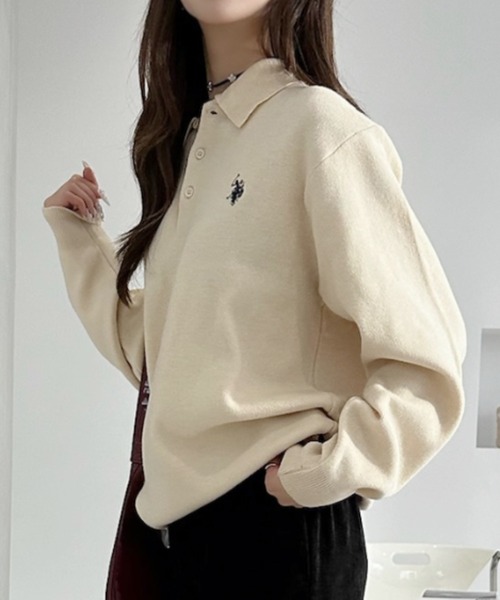 U.S. POLO ASSN.(ユーエスポロアッスン)の「【U.S. POLO ASSN. 】スウェットライク 配色 ポロセーター(ポロシャツ・レディース・ブラック/アイボリー/モカ・M/L)」の21枚目の写真