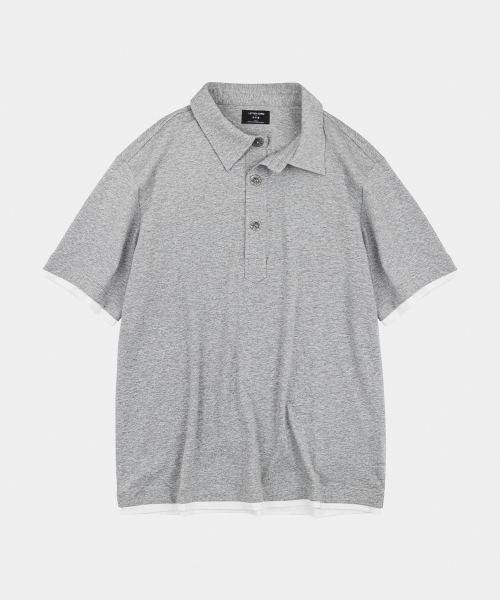 LETTERCOMO(レテルコモ)の「ダストレイヤード半袖ポロシャツグレー(Tシャツ/カットソー・メンズ・グレー・MEDIUM/LARGE)」の1枚目の写真