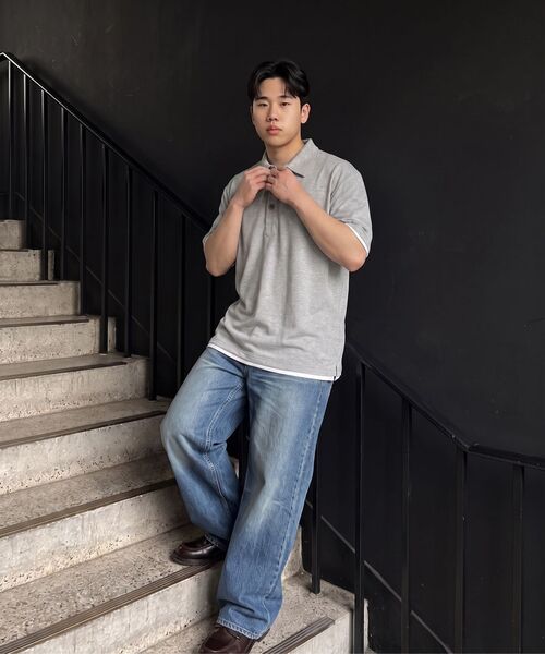 LETTERCOMO(レテルコモ)の「ダストレイヤード半袖ポロシャツグレー(Tシャツ/カットソー・メンズ・グレー・MEDIUM/LARGE)」の8枚目の写真