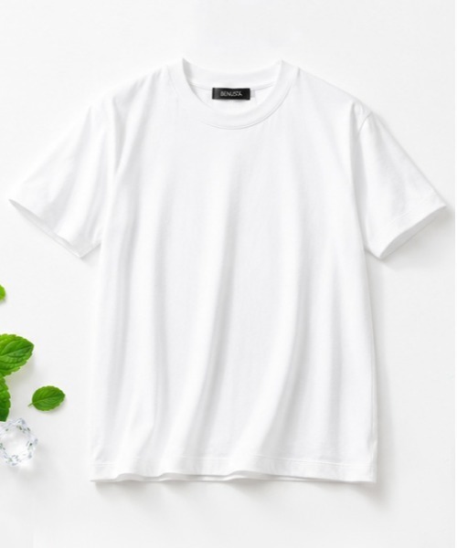 BENUSTA(ベヌスタ)の「『BENUSTA/ベヌスタ』【ミントの香り付き】半袖Tシャツ【GC】(Tシャツ/カットソー・メンズ・ピンク/ネイビー/ブラック/ホワイト・L/M)」の1枚目の写真