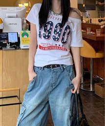 【 MEMECLE / メメクル 】Y2KナンバリングワンショルTシャツ