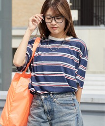 Chick（チック）の「Boxy-Fit Wide-Stripe T-Shirt / ボックスシルエット ワイドボーダーTシャツ リブ コットン レディース 韓国 2026年 夏 夏服（Tシャツ/カットソー）」