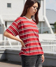 Chick（チック）の「Boxy-Fit Wide-Stripe T-Shirt / ボックスシルエット ワイドボーダーTシャツ リブ コットン レディース 韓国 2026年 夏 夏服（Tシャツ/カットソー）」