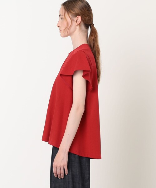 TOMORROWLAND collection（トゥモローランドコレクション）の「コットンスティッチ チュニックプルオーバー（Tシャツ/カットソー・レディース・レッド/ダークブラウン・36）」の7枚目の写真