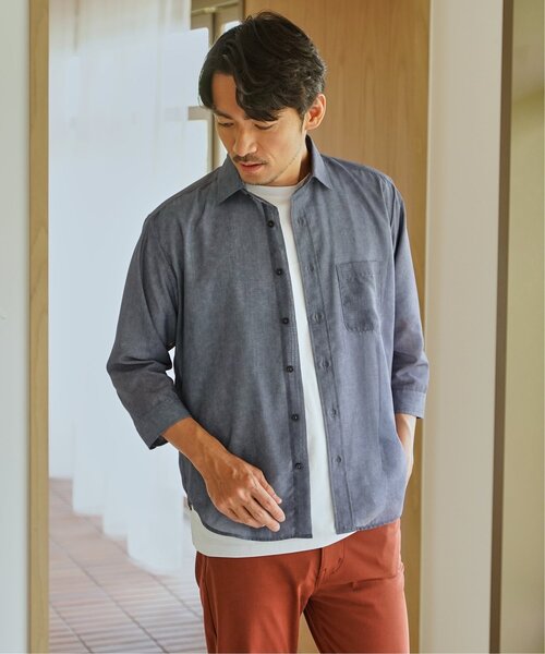 ikka（イッカ）の「シアーデニム／チェック七分袖シャツ（シャツ/ブラウス・メンズ・ブラウン/ブラック/ネイビー・M/L/XL/S）」の17枚目の写真