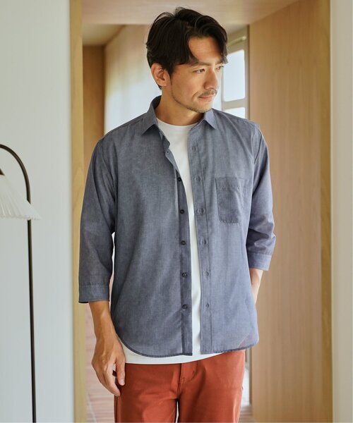ikka（イッカ）の「シアーデニム／チェック七分袖シャツ（シャツ/ブラウス・メンズ・ブラウン/ブラック/ネイビー・M/L/XL/S）」の18枚目の写真