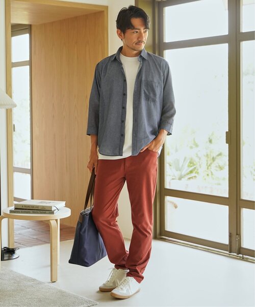 ikka（イッカ）の「シアーデニム／チェック七分袖シャツ（シャツ/ブラウス・メンズ・ブラウン/ブラック/ネイビー・M/L/XL/S）」の4枚目の写真
