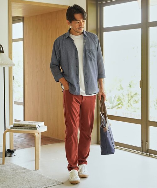 ikka（イッカ）の「シアーデニム／チェック七分袖シャツ（シャツ/ブラウス・メンズ・ブラウン/ブラック/ネイビー・M/L/XL/S）」の5枚目の写真