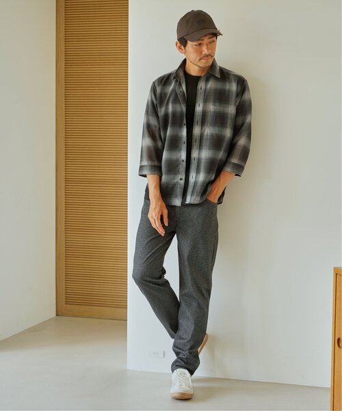 ikka（イッカ）の「シアーデニム／チェック七分袖シャツ（シャツ/ブラウス・メンズ・ブラウン/ブラック/ネイビー・M/L/XL/S）」の15枚目の写真