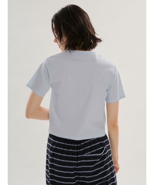 emmi(エミ)の「emmiロゴコンパクトTシャツ(Tシャツ/カットソー・レディース・ライトブルー/ブラック/オフホワイト・F)」の8枚目の写真