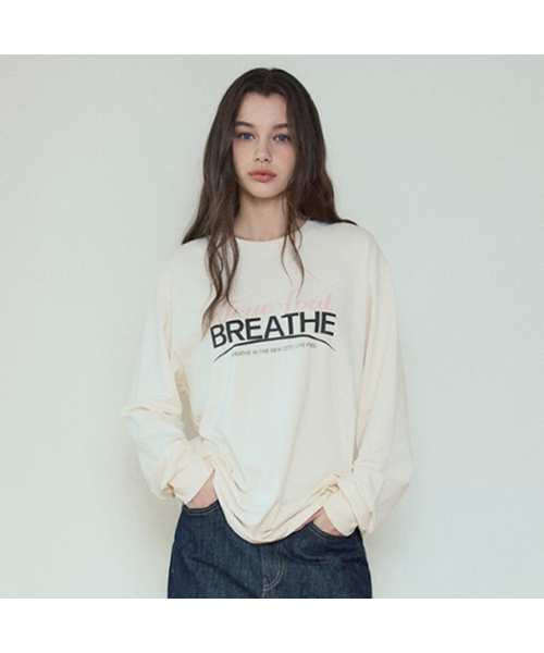 WEDNESDAYOASISFORWOMEN(ウェンズデー オアシス フォー ウーマン)の「W/ブリーズロングスリーブTシャツ_3カラー(W25-TP09)(Tシャツ/カットソー・レディース・ネイビー/グレー/Cream・OS)」の1枚目の写真