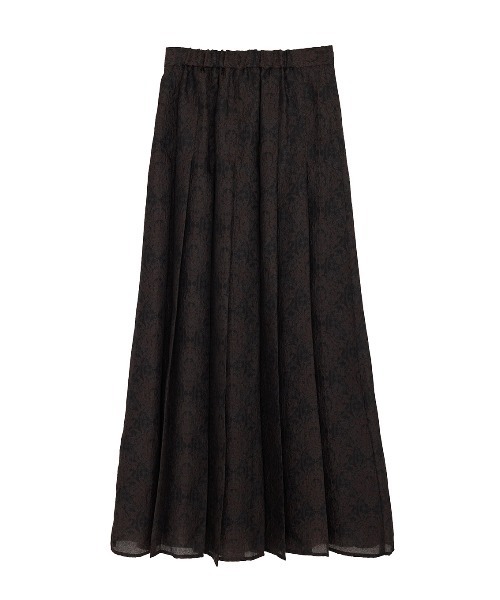 Ameri（アメリ）の「SHEER DAMASK JACQUARD PLEATED SKIRT（スカート・レディース・ダークブラウン/アイボリー・SMALL/MEDIUM）」の3枚目の写真