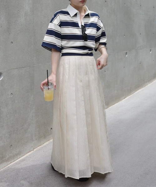 Ameri（アメリ）の「SHEER DAMASK JACQUARD PLEATED SKIRT（スカート・レディース・ダークブラウン/アイボリー・SMALL/MEDIUM）」の14枚目の写真