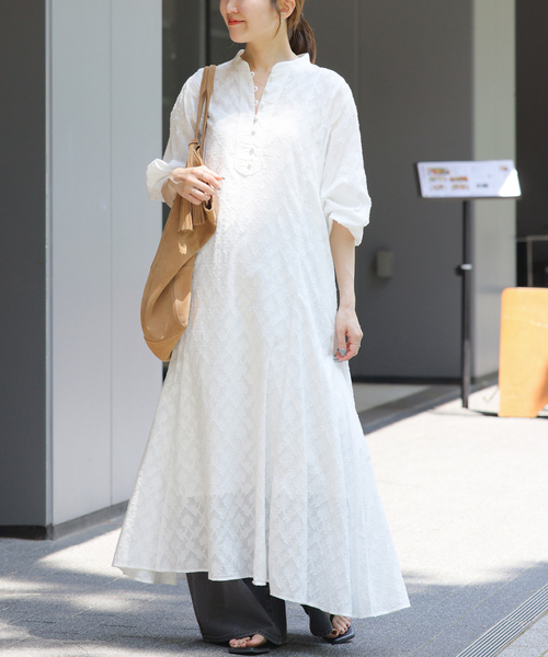 JOURNAL STANDARD relume(ジャーナルスタンダード レリューム)の「《WEB限定追加》コットンジャガードフレアワンピース(ワンピース・レディース・ホワイト/ブラック・FREE)」の1枚目の写真