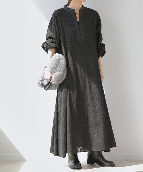JOURNAL STANDARD relume(ジャーナルスタンダード レリューム)の「《WEB限定追加》コットンジャガードフレアワンピース(ワンピース・レディース・ホワイト/ブラック・FREE)」の4枚目の写真