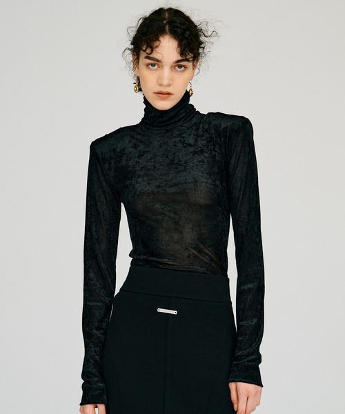 PRANK PROJECT(プランクプロジェクト)の「【2026Autumn Pre-Order】メッシュベロアトップス / Mesh Velour Top(Tシャツ/カットソー・レディース・グリーン/ブラウン/ブラック/ホワイト・FREE)」の3枚目の写真