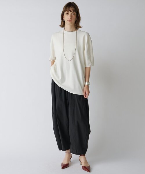 Drawing Numbers（ドローイング ナンバーズ）の「【Drawing Numbers】ユニセックスニットTシャツ（ニット/セーター・レディース・ライム/ブラック/ホワイト・38）」の4枚目の写真