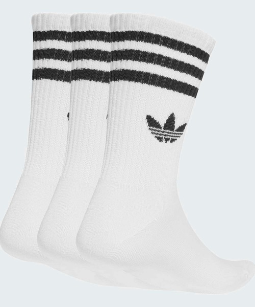 adidas(アディダス)の「スリーストライプス クルーソックス 3足組 靴下 / アディダスオリジナルス adidas Originals(ソックス/靴下・メンズ・ホワイト・kids-XXL/LARGE/MEDIUM/SMALL/X-LARGE)」の2枚目の写真