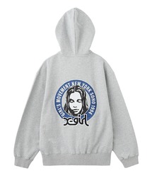 FACE IN CIRCLE LOGO PATCH ZIP UP SWEAT HOODIE