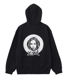 FACE IN CIRCLE LOGO PATCH ZIP UP SWEAT HOODIE
