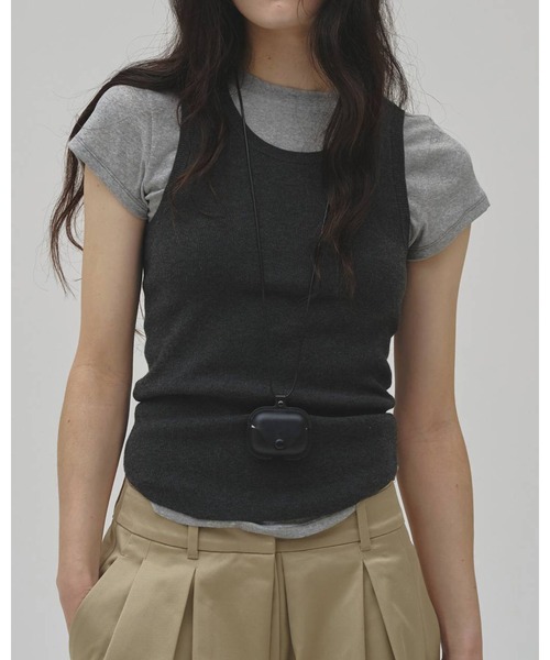 TODAYFUL（トゥデイフル）の「Roundhem Knit Tanktop 12610533（Tシャツ/カットソー・レディース・チャコールグレー/ブラウン/オフホワイト・FREE）」の6枚目の写真