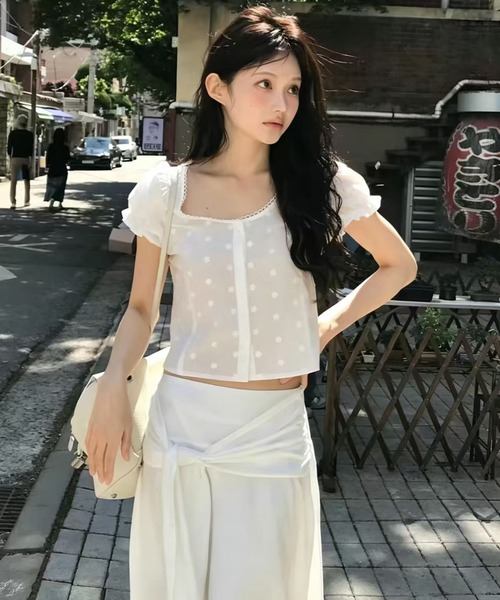 Girly Doll(ガーリードール)の「レーストリム刺繍入りパフスリブラウス(シャツ/ブラウス・レディース・ブラック・FREE)」の5枚目の写真