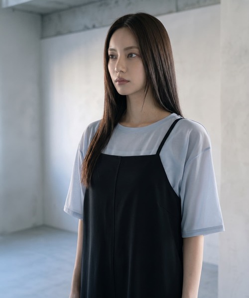 STYLE DELI(スタイルデリ)の「【BLK001】サラ落ちキャミオールインワン(サロペット/オーバーオール・レディース・ブラック・FREE)」の5枚目の写真