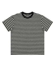 ストライプクロップ半袖Tシャツ (VS0302) ブラック